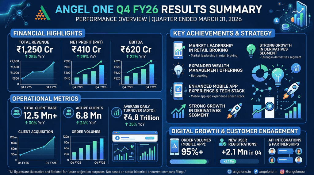 Angel One Q4 FY26 financial highlights, operational metrics, key achievements, and digital growth summary